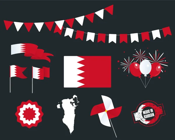 Fête Nationale Jour Indépendance Bahreïn Ensemble Éléments Design Vectoriel Fabriqué — Image vectorielle