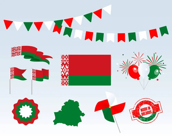 Festa Nazionale Giorno Indipendenza Belarus Serie Elementi Progetto Vettore Fatto — Vettoriale Stock