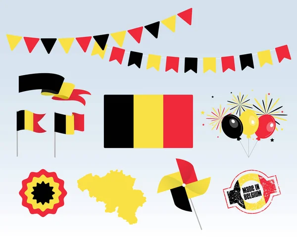 Национальный Праздник День Независимости Бельгии Набор Векторных Элементов Дизайна Сделано — стоковый вектор