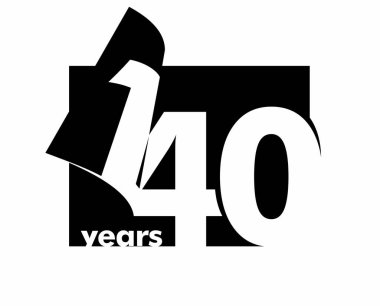 Soyut logo 140 yıl izole edilmiş. Açık bir kitap, dergi şeklinde. 140. yaş günün kutlu olsun. Beyaz arkaplanda siyah renk yazımı.