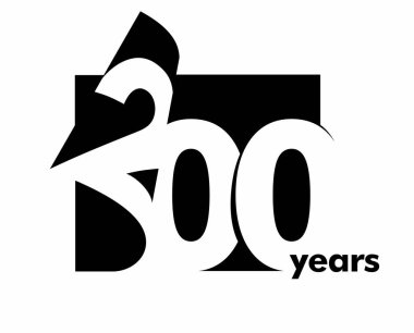 200 yıllık vektör yıl dönümü logosu. Beyaz arkaplanda siyah logo 200. yıldönümü