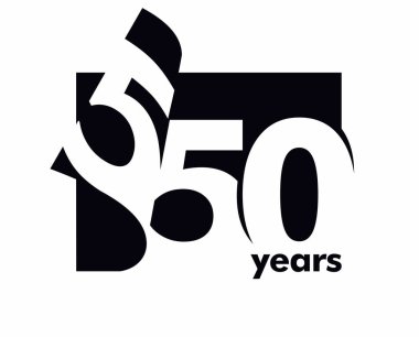 İzole edilmiş soyut logo 550 yıl. Açık bir kitap, dergi şeklinde. 550. yaş günün kutlu olsun. Beyaz arkaplanda siyah renk yazımı.