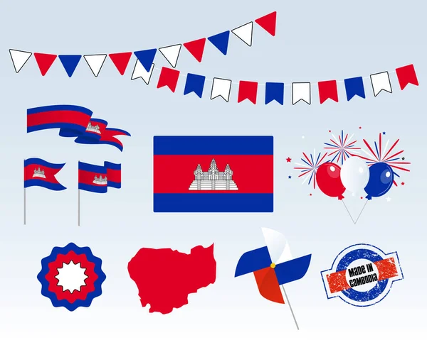 Національне Свято День Незалежності Камбоджі Набір Векторних Елементів Дизайну Створений — стоковий вектор