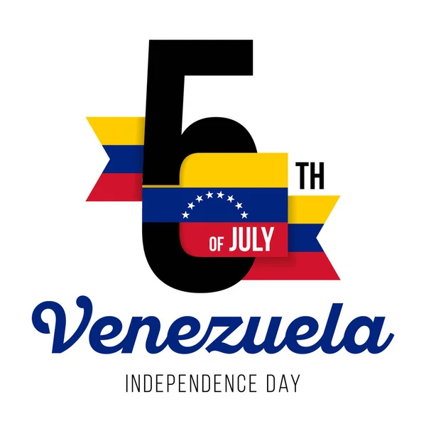 7月5日 ベネズエラ独立記念日のためのお祝いのデザインとベネズエラの旗の色とテキスト ベクターイラスト — ストックベクタ