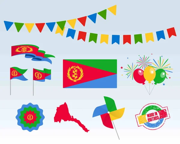 Fête Nationale Érythrée Independence Day Ensemble Éléments Design Vectoriel Fabriqués — Image vectorielle