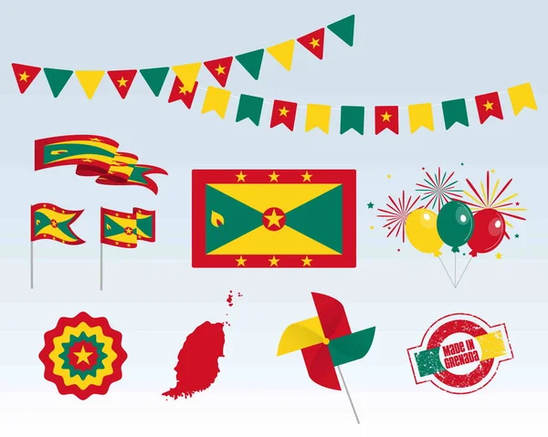 국경일 그레나다 기념일 Grenada Independence Day Set Vector Design Elements — 스톡 벡터