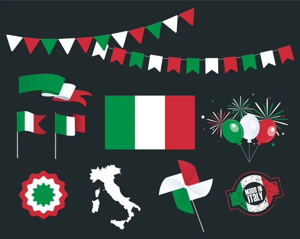 Nationalfeiertag Unabhängigkeitstag Von Italien Set Von Vektordesign Elementen Made Italy — Stockvektor