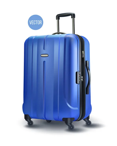 Valise Moderne Bleue Pour Voyage Icône Valise Isolée Sur Fond — Image vectorielle