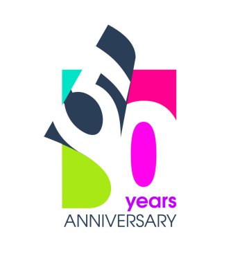 Şirketin kutlamaları için beyaz bir arkaplanda 50 yıllık renkli logo izole edildi. Vektör İllüstrasyon Tasarım Şablonu