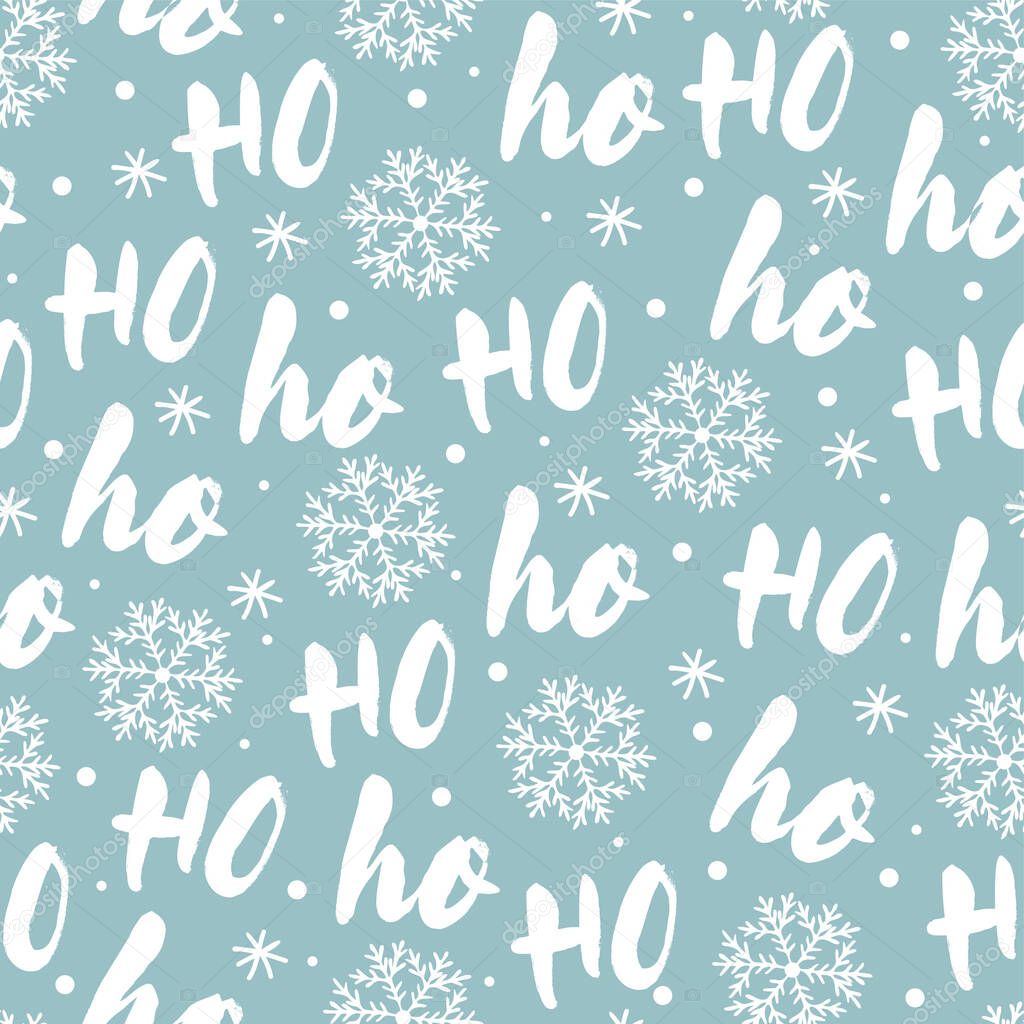 Hohoho pattern, Santa Claus laugh. Seamless texture for Christmas design. Vector background with handwritten words ho.
