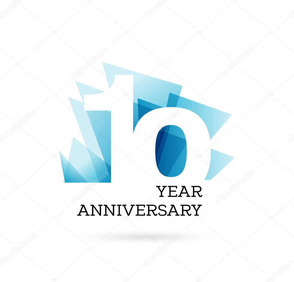 10th years anniversary label for celebration of compan