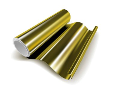 Vektör altın folyo rulo beyaz arkaplan yakın çekim