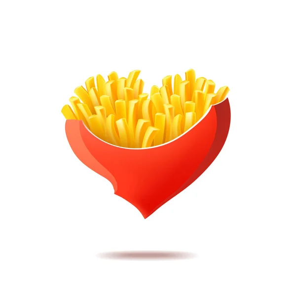 Vektor Illustration Pommes Frites Form Hjärta Potatis Hjärta Pommes Frites — Stock vektor