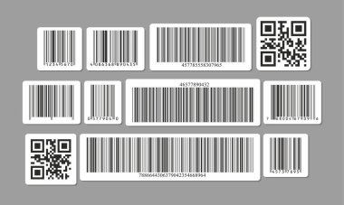 Barkod ve QR Kod Çıkartma Koleksiyonu. Vektör