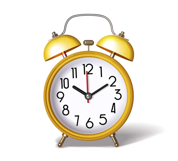 Realistic Gold Alarm Clock Vector Illustration — Stock Vector