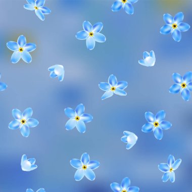 Blue seamless pattern with blue flowers Forget-me-not, vector clipart