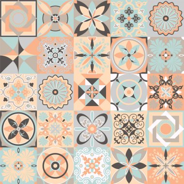 Türkçe olarak pürüzsüz renkli yama işi. İslam, Arapça, Hintçe, sedir motifleri. Sonsuz desen seramik fayans, duvar kağıdı, muşamba, tekstil, web sayfası arka planı için kullanılabilir. Vektör