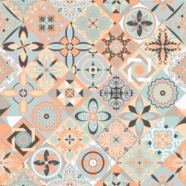 Türkçe olarak pürüzsüz renkli yama işi. İslam, Arapça, Hintçe, sedir motifleri. Sonsuz desen seramik fayans, duvar kağıdı, muşamba, tekstil, web sayfası arka planı için kullanılabilir. Vektör