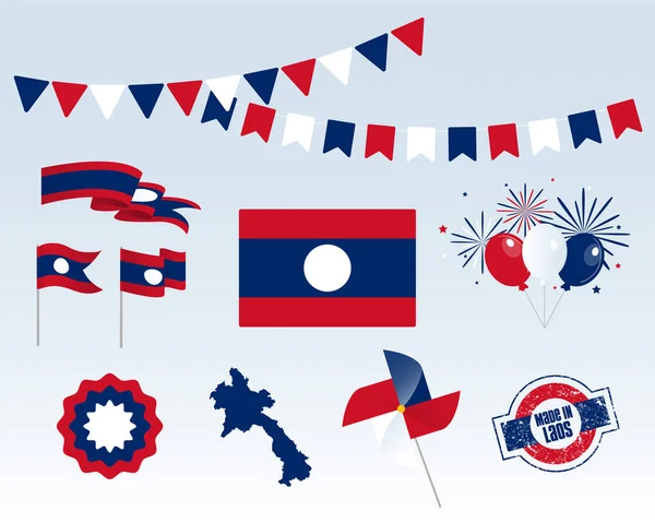Національне Свято День Незалежності Лаосу Набір Векторних Елементів Дизайну Зроблений — стоковий вектор