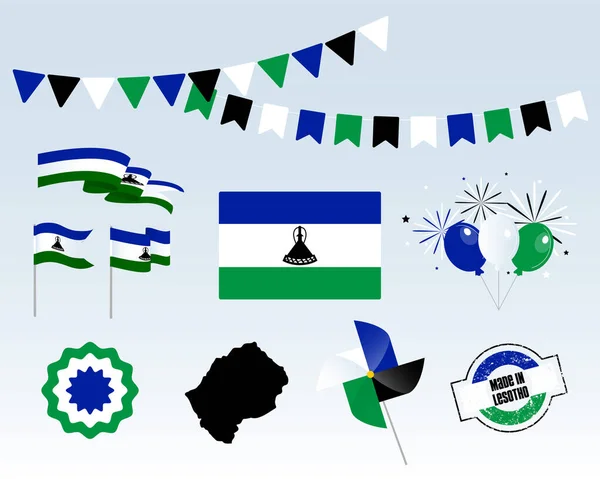 Nationalfeiertag Unabhängigkeitstag Von Lesotho Reihe Von Vektordesign Elementen Made Lesotho — Stockvektor