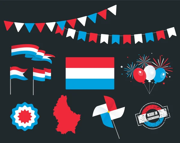 Національне Свято День Незалежності Люксембургу Набір Векторних Елементів Дизайну Створений — стоковий вектор