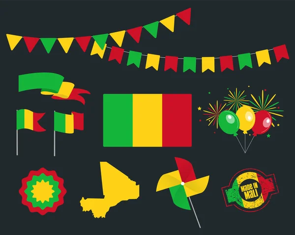 Fête Nationale Jour Indépendance Mali Ensemble Éléments Design Vectoriel Made — Image vectorielle