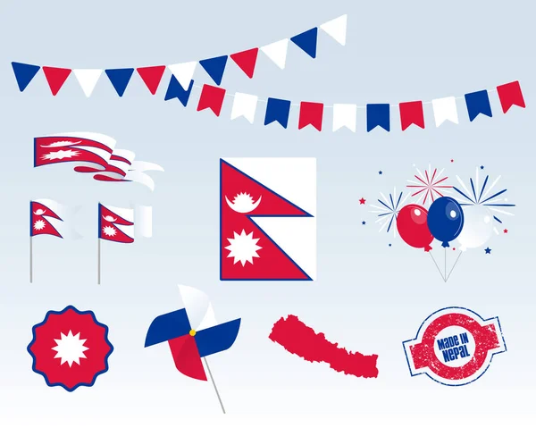 Nationalfeiertag Unabhängigkeitstag Nepals Eine Reihe Von Vektordesign Elementen Made Nepal — Stockvektor