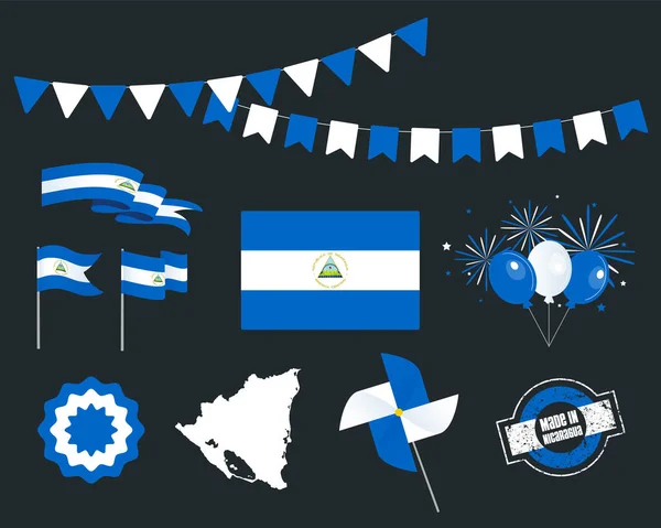 Nationalfeiertag Unabhängigkeitstag Von Nicaragua Reihe Von Vektordesign Elementen Made Nicaragua — Stockvektor