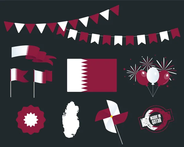 Nationale Feestdag Onafhankelijkheidsdag Van Qatar Set Van Vector Design Elementen — Stockvector