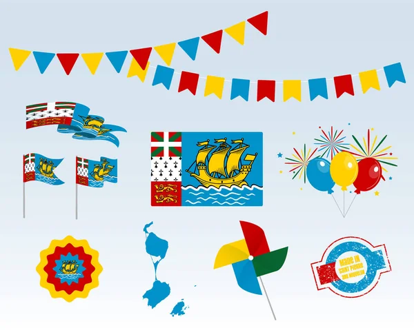 Nationale Feestdag Independence Day Saint Pierre Miquelon Set Van Vector — Stockvector