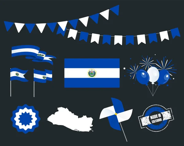 Nationalfeiertag Unabhängigkeitstag Salvador Reihe Von Vektor Design Elementen Made Salvador — Stockvektor