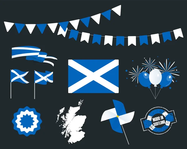 Feriado Nacional Dia Independência Escócia Conjunto Elementos Design Vetorial Made —  Vetores de Stock