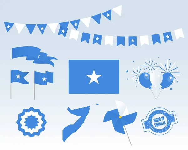 Fête Nationale Jour Indépendance Somalie Ensemble Éléments Design Vectoriel Fabriqué — Image vectorielle