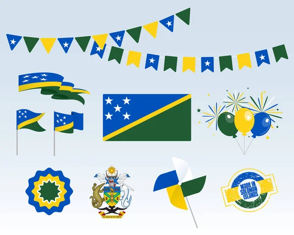 Nationale Feestdag Salomonseilanden Onafhankelijkheidsdag Set Vector Design Elementen Gemaakt Salomonseilanden — Stockvector