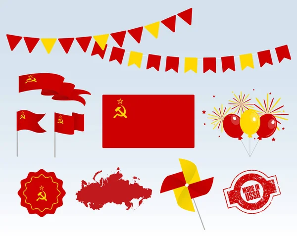 Fiesta Nacional Día Urss Conjunto Elementos Diseño Vectorial Hecho Urss — Archivo Imágenes Vectoriales