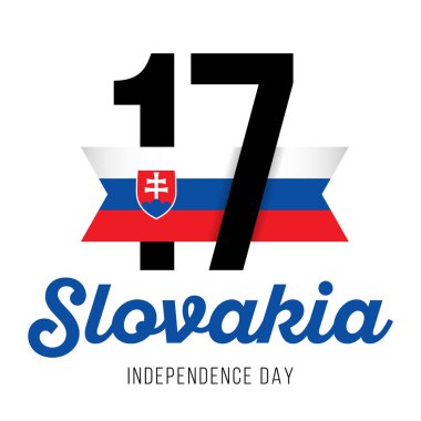 17 Temmuz 'u, Slovakya Bağımsızlık Günü' nü ve Slovakya bayrağının renklerini taşıyan metni kutluyoruz. Vektör illüstrasyonu