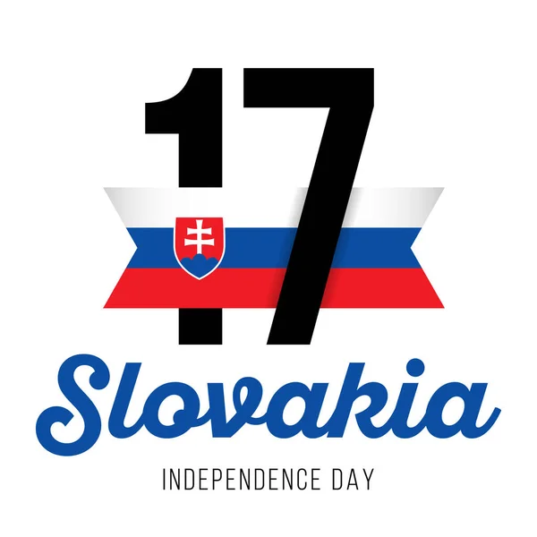 7月17日斯洛伐克独立日的祝贺设计 以及带有斯洛伐克国旗色彩的文字 矢量说明 — 图库矢量图片