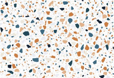 Terrazzo döşeme vektörü kusursuz desen. Venedik tarzı klasik İtalyan tarzı zemin dokusu doğal taş, granit, kuvars, mermer, cam ve betondan oluşur.