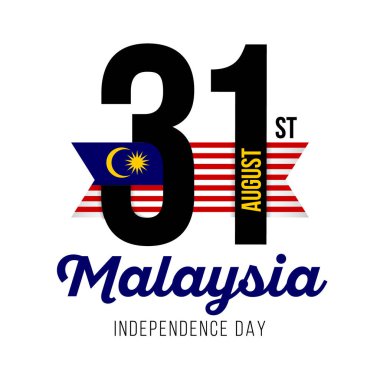 31 Ağustos 'u, Malezya' nın Bağımsızlık Günü 'nü ve Malezya bayrağının renklerinin yazılı olduğu metni kutluyoruz. Vektör illüstrasyonu