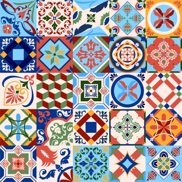 Azulejos Portugalczyk Turecki Ornament Marokańska Mozaika Płytek Ceramiczne Zastawy Stołowe — Wektor stockowy