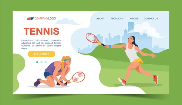 Dos Tenistas Juegan Con Raquetas Campeonato Entrenamiento Ilustración Vectorial Ganar — Archivo Imágenes Vectoriales