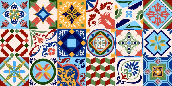 Azulejos Portugal Adorno Turco Mosaico Azulejos Marroquíes Vajilla Cerámica Estampado — Archivo Imágenes Vectoriales