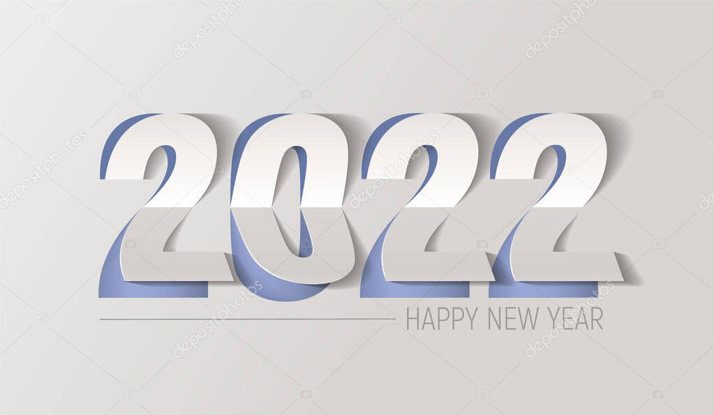 Happy New Year 2022 Text Design Patter, paper cut typography, alphabet letters and numbers vector illustration