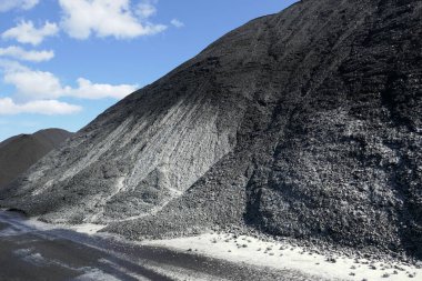 Liman kömür terminalindeki açık bir kömür deposunun görüntüsü.