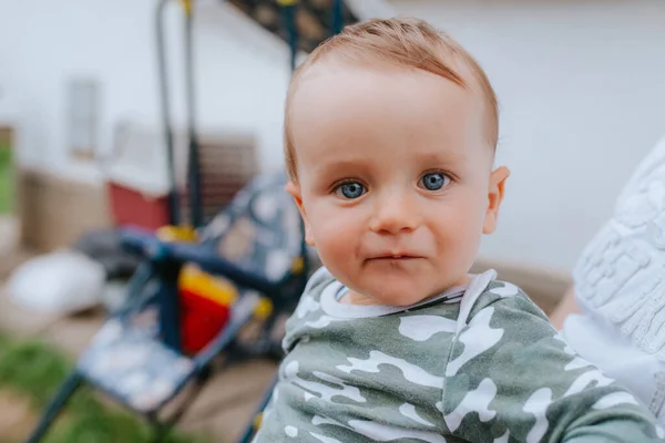 Portrait Beautiful Caucasian Child Blue Eyes — Stock Photo, Image