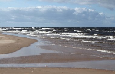 Riga Körfezi kıyılarında fırtına sonrası.