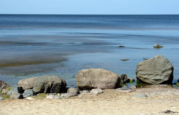 Riga Gulf coast Skulte yakınında. Letonya. Düşük tide sahilinde