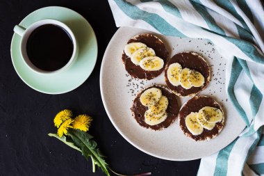 Kahve pirinç kek çikolata muz Kahvaltı
