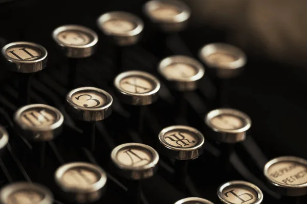 Detail klávesnice psacího stroje staré černé Stock Fotografie