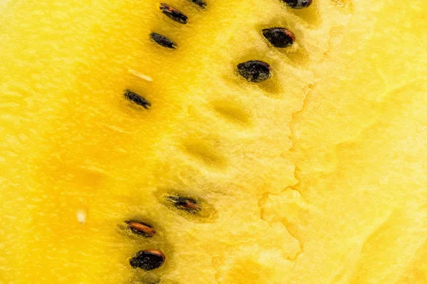 Closeup Fresh Yellow Watermelon Slices Plate — Stock Photo, Image